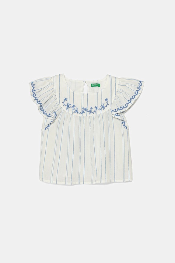 Dětská bavlněná halenka United Colors of Benetton nášivka bílá 54HZGQ02Q.P.Seasonal