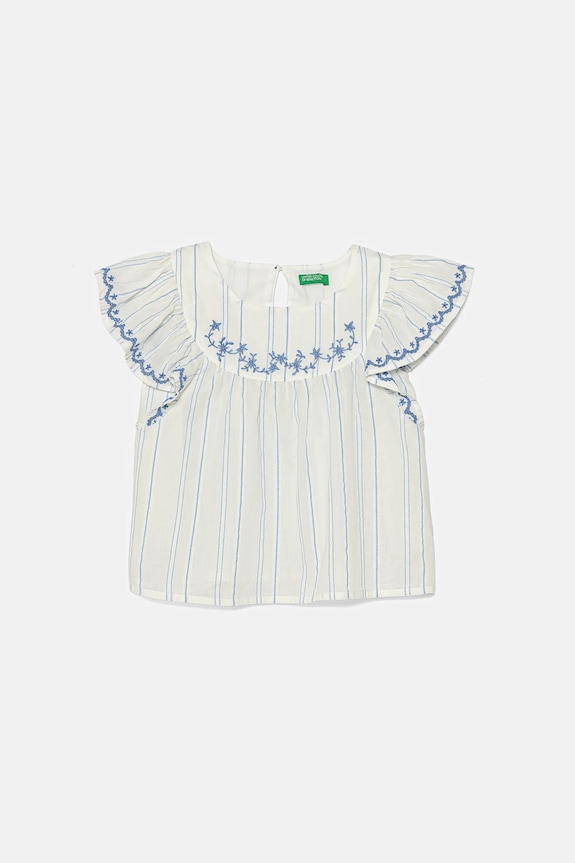 Dětská bavlněná halenka United Colors of Benetton nášivka bílá 54HZGQ02Q.P.Seasonal