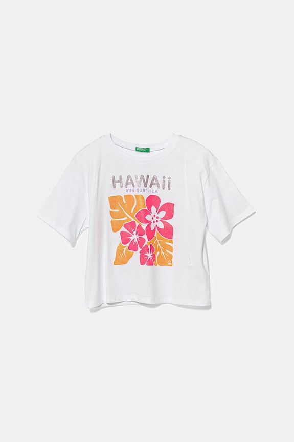 Dětské bavlněné tričko United Colors of Benetton potisk bílá 35RYC10OZ.G.Seasonal