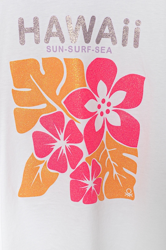 DÍVKA Dětské bavlněné tričko United Colors of Benetton 35RYC10OZ.G.Seasonal bílá
