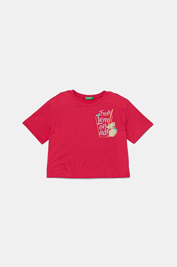 Dětské bavlněné tričko United Colors of Benetton potisk růžová 35RYC10OZ.G.Seasonal