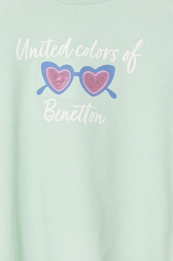 Fete United Colors of Benetton tricou de bumbac pentru copii 3I1XG10JB.P.Seasonal verde