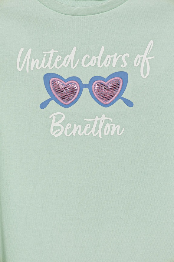 Dievča Detské bavlnené tričko United Colors of Benetton 3I1XG10JB.P.Seasonal zelená