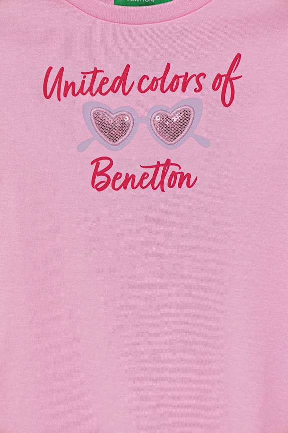 Dievča Detské bavlnené tričko United Colors of Benetton 3I1XG10JB.P.Seasonal ružová