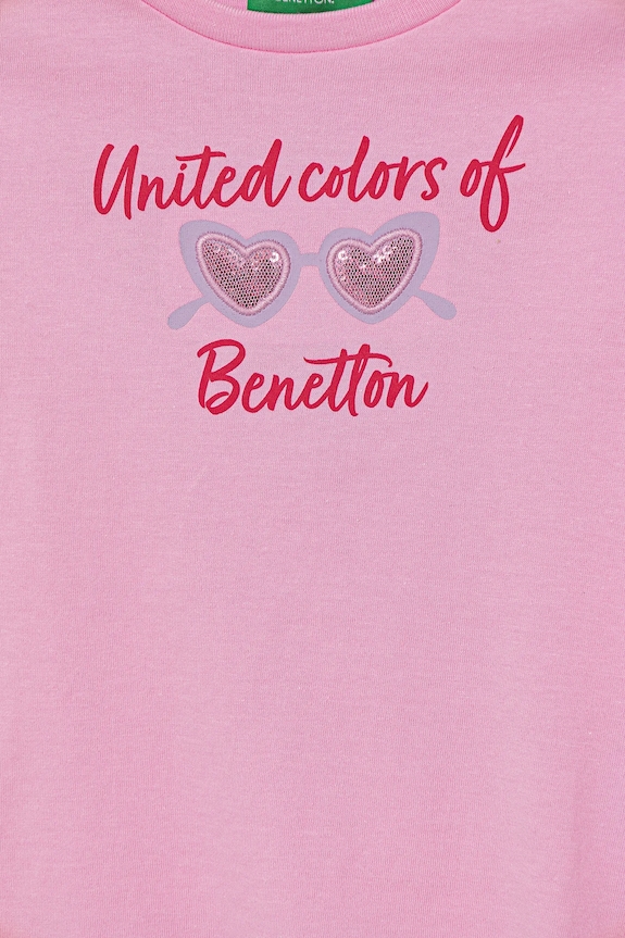Dievča Detské bavlnené tričko United Colors of Benetton 3I1XG10JB.P.Seasonal ružová