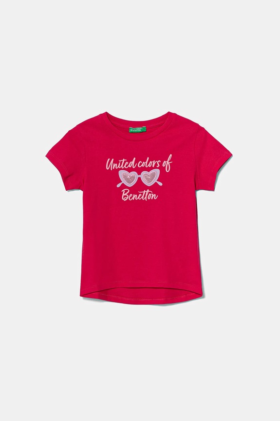 Detské bavlnené tričko United Colors of Benetton nášivka ružová 3I1XG10JB.P.Seasonal