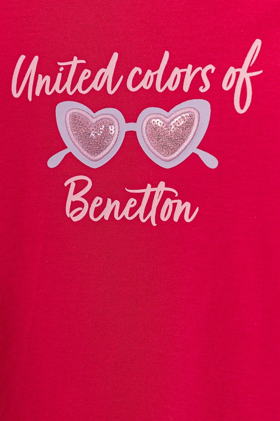 Dievča Detské bavlnené tričko United Colors of Benetton 3I1XG10JB.P.Seasonal ružová