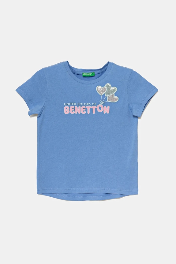 Detské bavlnené tričko United Colors of Benetton nášivka modrá 3I1XG10JB.P.Seasonal