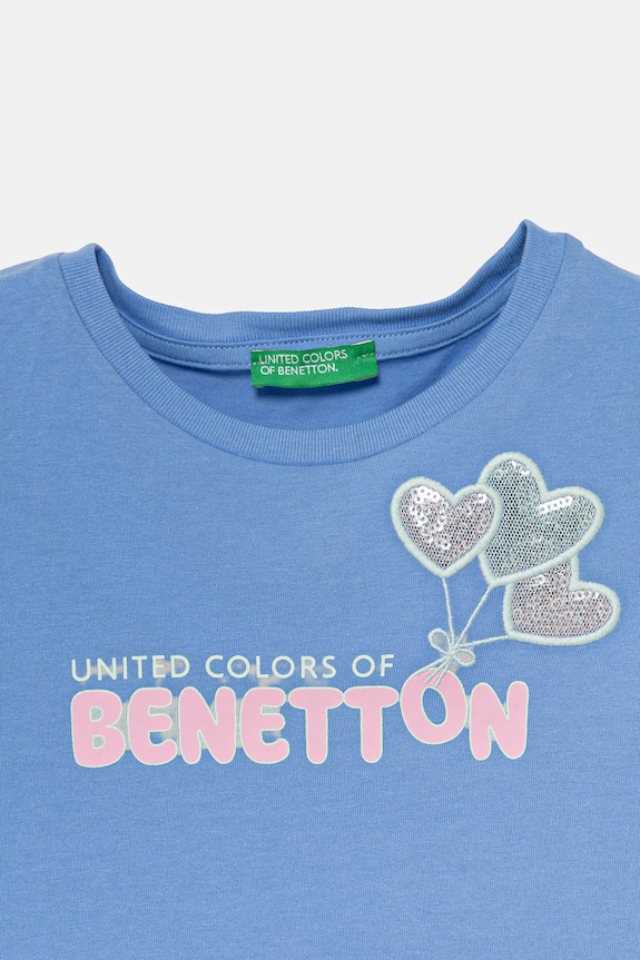 Dievča Detské bavlnené tričko United Colors of Benetton 3I1XG10JB.P.Seasonal modrá