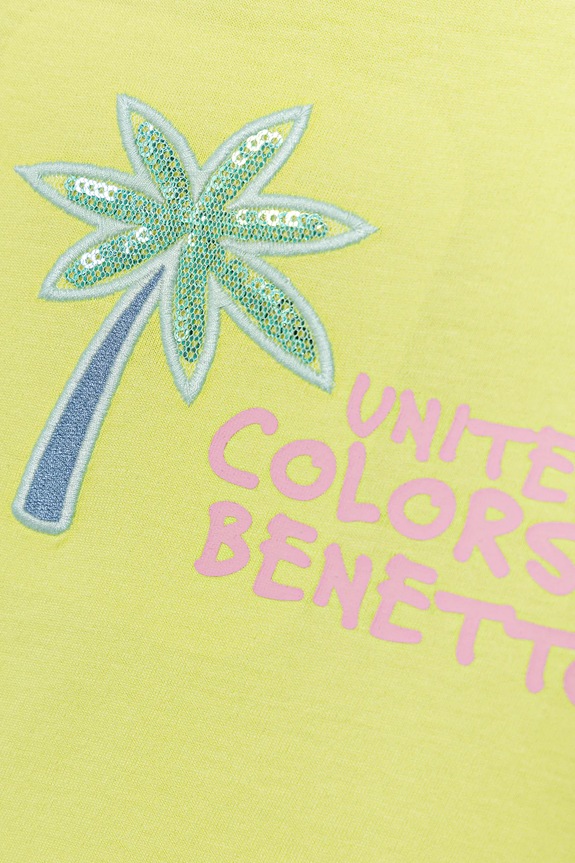 Fete United Colors of Benetton tricou de bumbac pentru copii 3I1XG10JB.P.Seasonal verde