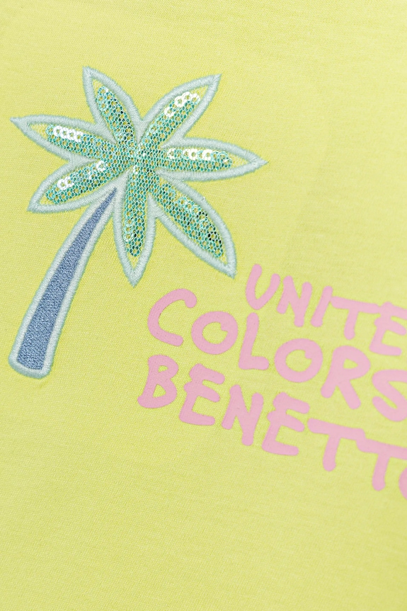 Fete United Colors of Benetton tricou de bumbac pentru copii 3I1XG10JB.P.Seasonal verde