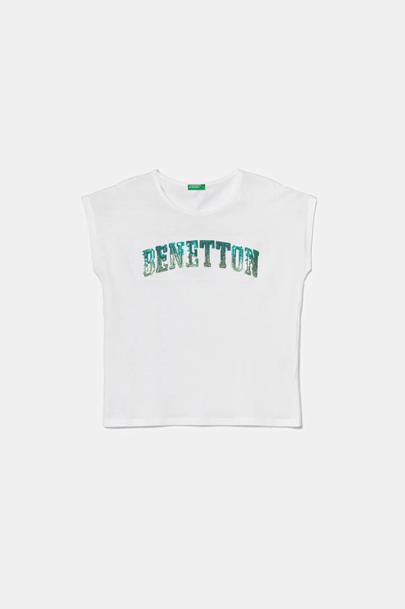 Dječja pamučna majica kratkih rukava United Colors of Benetton pamuk bijela 3I1XC10P1.G.Seasonal