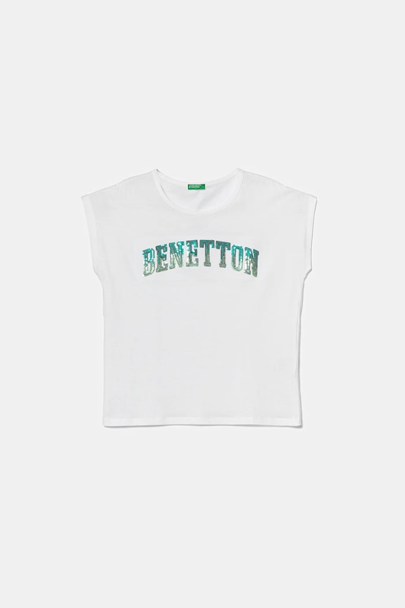 Dječja pamučna majica kratkih rukava United Colors of Benetton pamuk bijela 3I1XC10P1.G.Seasonal