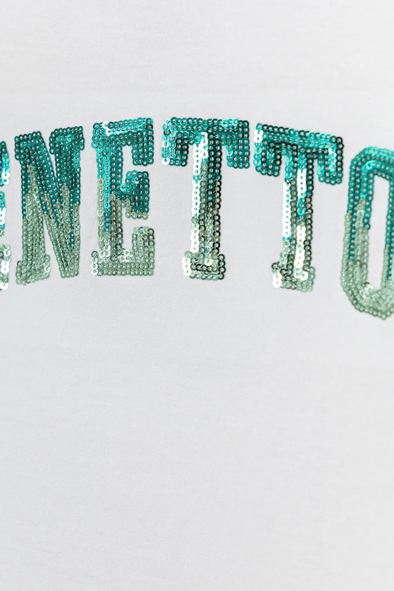 Djevojčice Dječja pamučna majica kratkih rukava United Colors of Benetton 3I1XC10P1.G.Seasonal bijela
