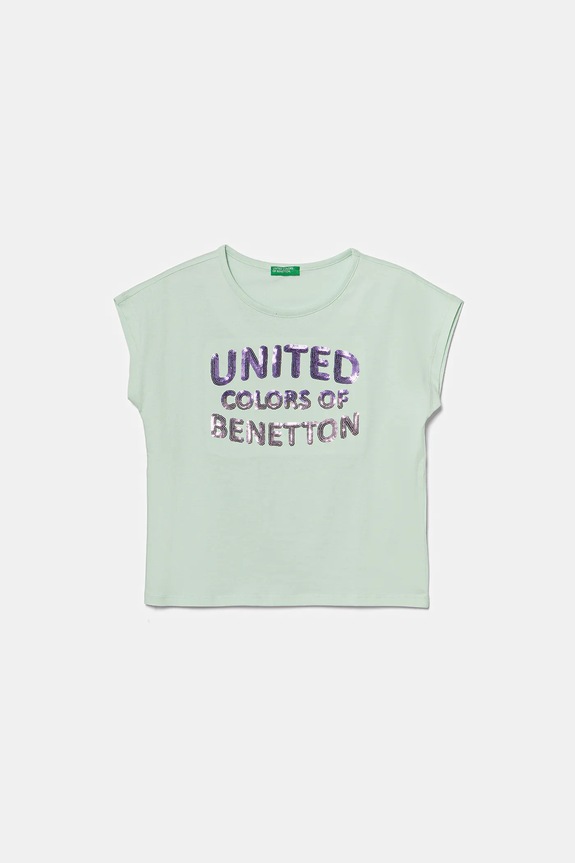 Detské bavlnené tričko United Colors of Benetton bavlna tyrkysová 3I1XC10P1.G.Seasonal