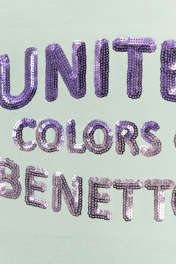 Dievča Detské bavlnené tričko United Colors of Benetton 3I1XC10P1.G.Seasonal tyrkysová