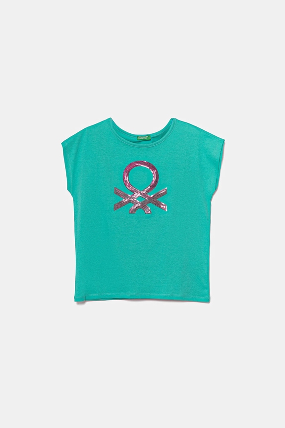 Detské bavlnené tričko United Colors of Benetton bavlna tyrkysová 3I1XC10P1.G.Seasonal