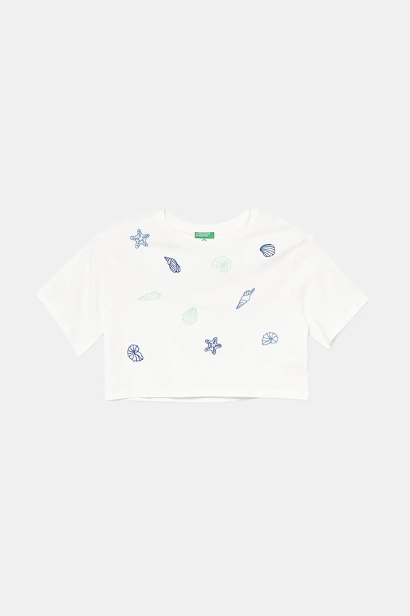 Детская хлопковая футболка United Colors of Benetton круглый вырез белый 3096C10PC.G.Seasonal