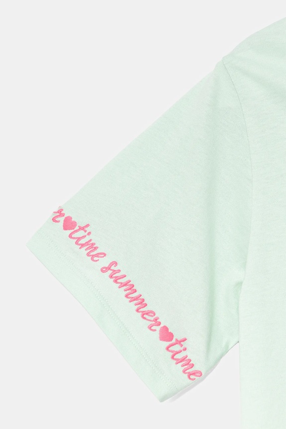 Девочка Детская хлопковая футболка United Colors of Benetton 3096C10PC.G.Seasonal зелёный
