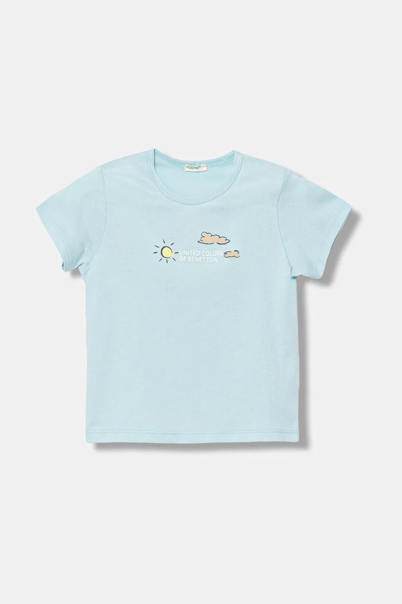 Pamučna majica kratkih rukava za bebe United Colors of Benetton pamuk plava 3I1XA1067.W.Seasonal