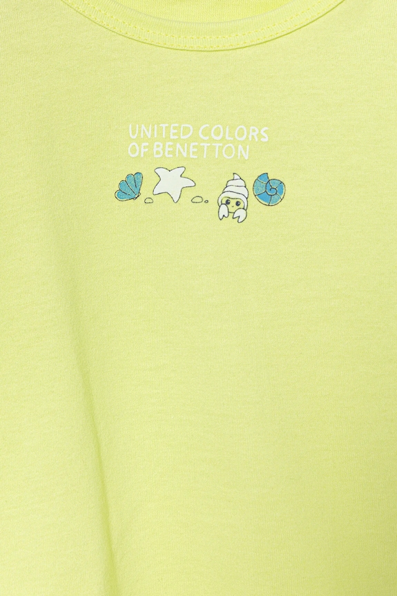 Djevojčice Pamučna majica kratkih rukava za bebe United Colors of Benetton 3I1XA1067.W.Seasonal zelena