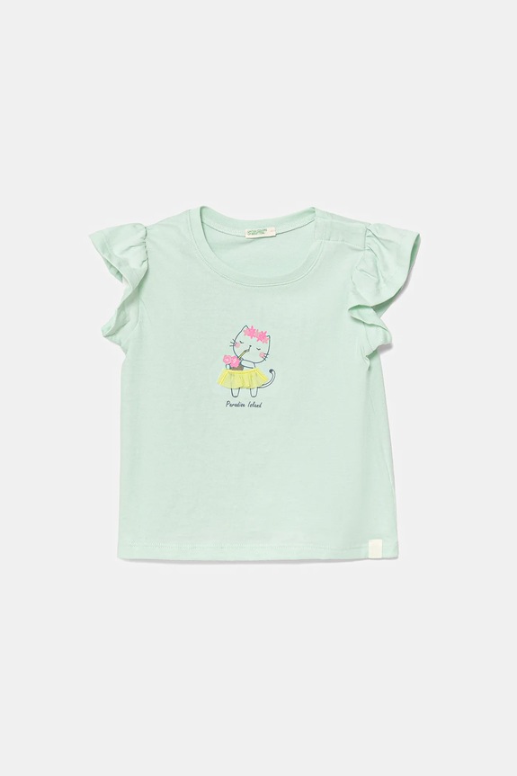 Бавовняна футболка для немовлят United Colors of Benetton аплікація зелений 3096A106F.W.Seasonal