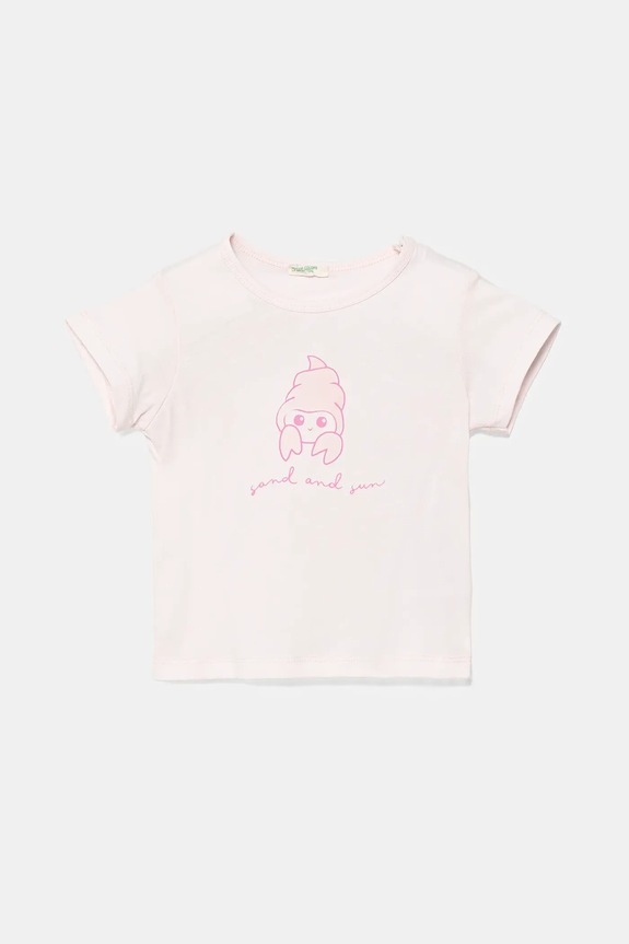 United Colors of Benetton maglietta in cotone neonati prodotto per bambini rosa 3I1XA1069.G.W.Seasonal