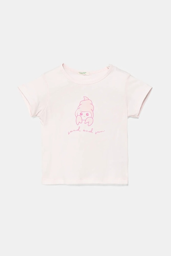 United Colors of Benetton maglietta in cotone neonati prodotto per bambini rosa 3I1XA1069.G.W.Seasonal