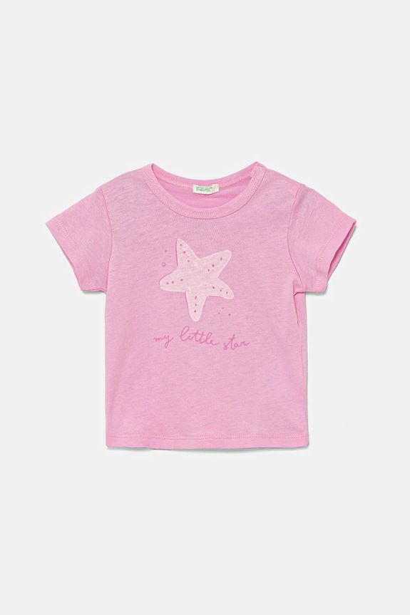 Pamučna majica kratkih rukava za bebe United Colors of Benetton pamuk roza 3I1XA1069.G.W.Seasonal