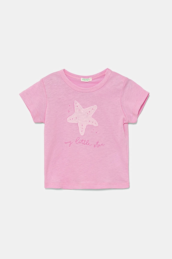 Pamučna majica kratkih rukava za bebe United Colors of Benetton pamuk roza 3I1XA1069.G.W.Seasonal