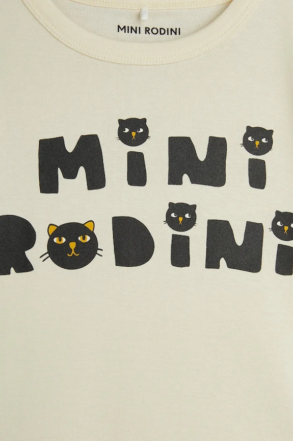 Mini Rodini tricou de bumbac pentru copii Mini Rodini Cats bej 2512010611
