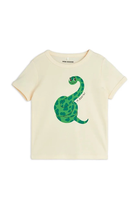 Mini Rodini tricou de bumbac pentru copii Snake print bej 2512013811