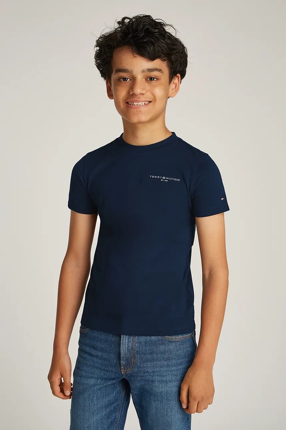 Detské bavlnené tričko Tommy Hilfiger bavlna tmavomodrá KS0KS00594.74.122.PPYA