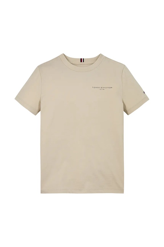 Dječja pamučna majica kratkih rukava Tommy Hilfiger KS0KS00594.74.122.PPYA bež SS25