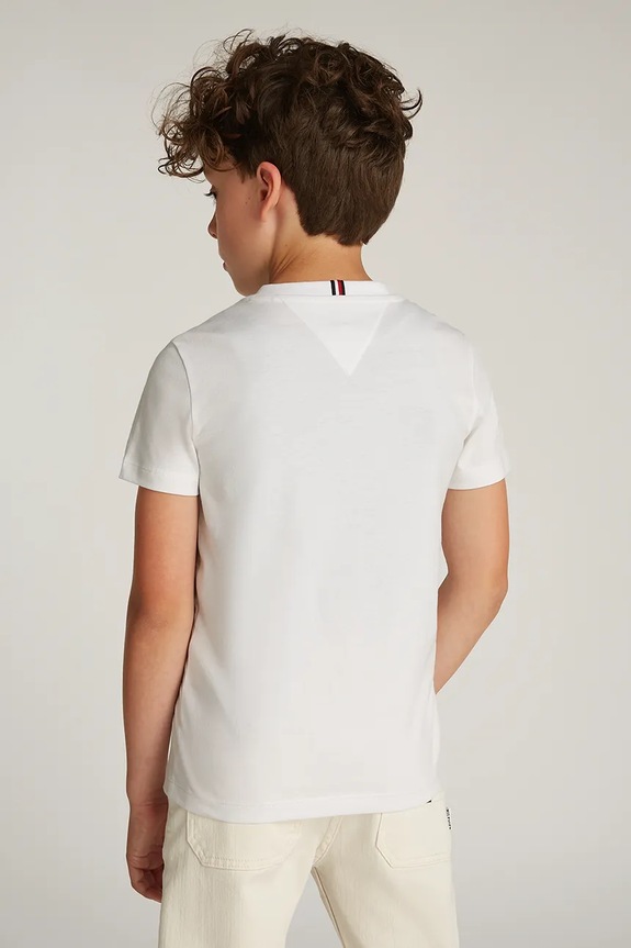 Chłopiec Tommy Hilfiger t-shirt bawełniany dziecięcy KS0KS00594.122.176.PPYA biały