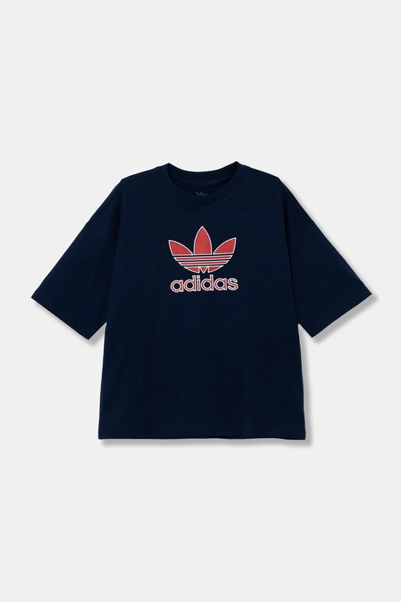 Παιδικό βαμβακερό μπλουζάκι adidas Originals JC9117 σκούρο μπλε SS25