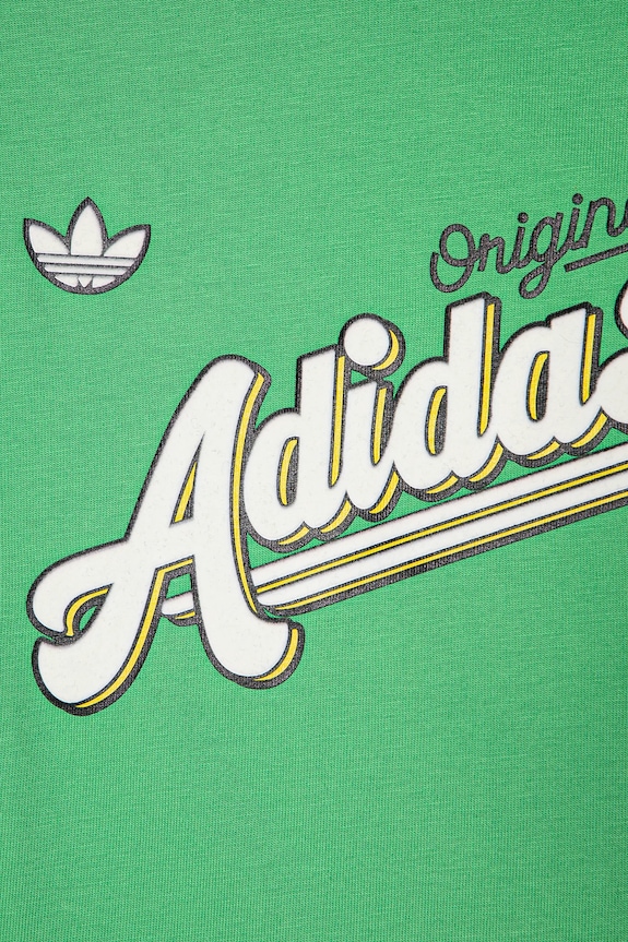 Дитяча бавовняна футболка adidas Originals зелений JC8405