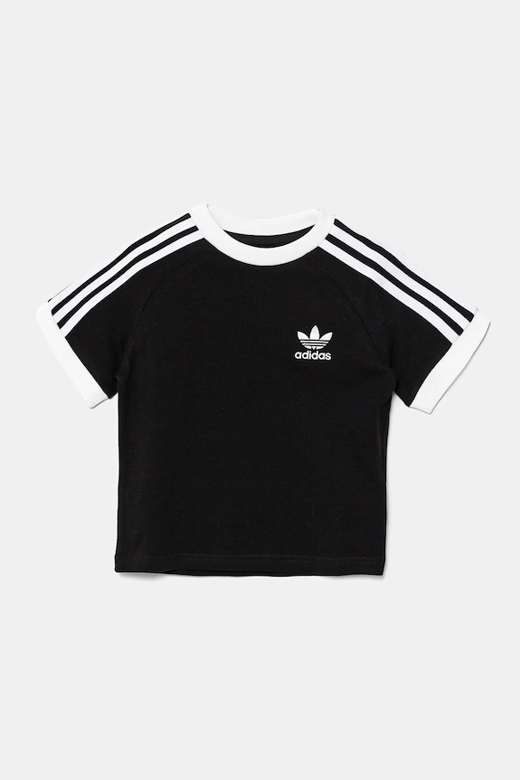 Детска памучна тениска adidas Originals IY2389 черен SS25