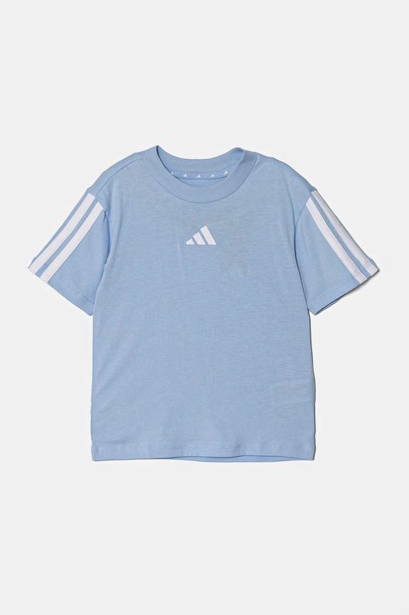 Detské bavlnené tričko adidas JD6512 modrá SS25