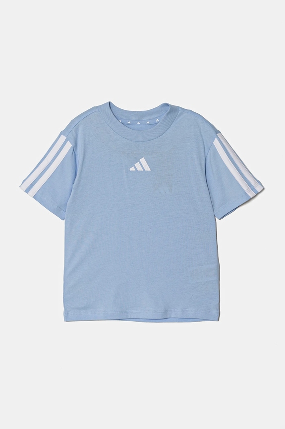 Detské bavlnené tričko adidas JD6512 modrá SS25