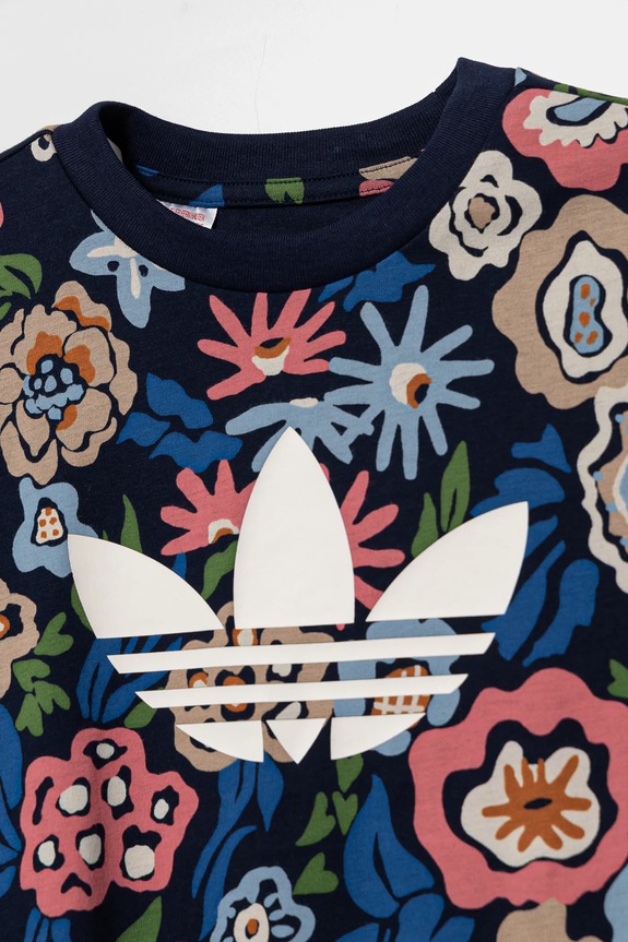 Дитяча бавовняна футболка adidas Originals темно-синій JD0527