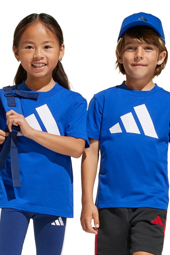 adidas t-shirt bawełniany dziecięcy nadruk niebieski JC9717