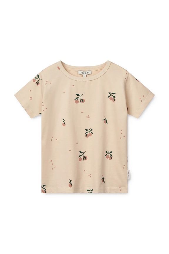 Liewood tricou de bumbac pentru copii Apia Printed Shortsleeve T-shirt LW19845 bej SS25