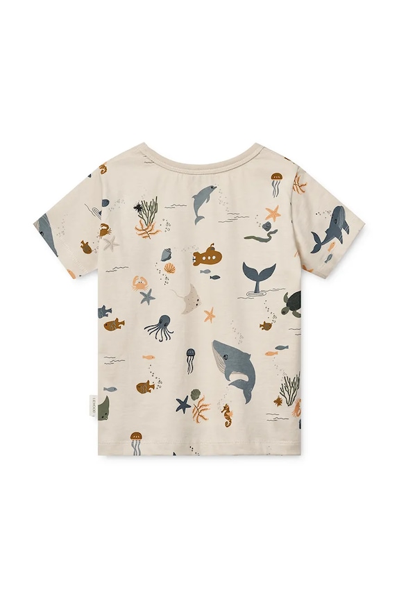 Băieți Liewood tricou de bumbac pentru copii Apia Printed Shortsleeve T-shirt LW19845 bej