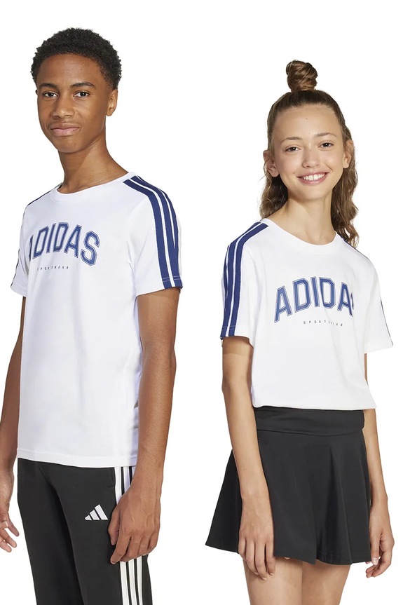 adidas t-shirt bawełniany dziecięcy nadruk biały JI6674