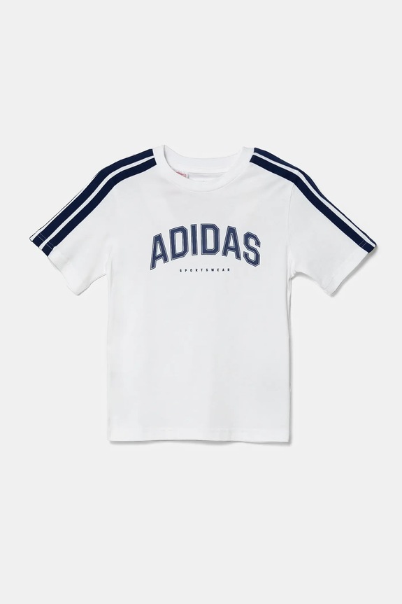 adidas t-shirt bawełniany dziecięcy JI6674 biały SS25