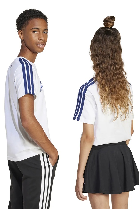 adidas t-shirt bawełniany dziecięcy JI6674 biały