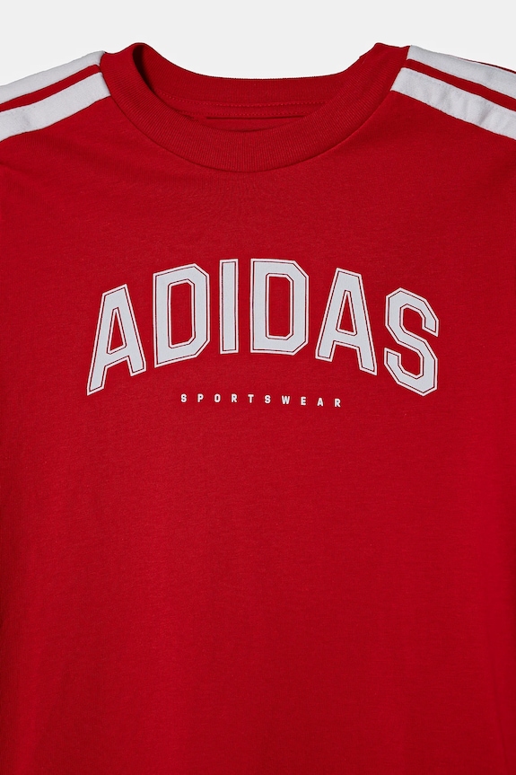 adidas t-shirt bawełniany dziecięcy czerwony JI6673