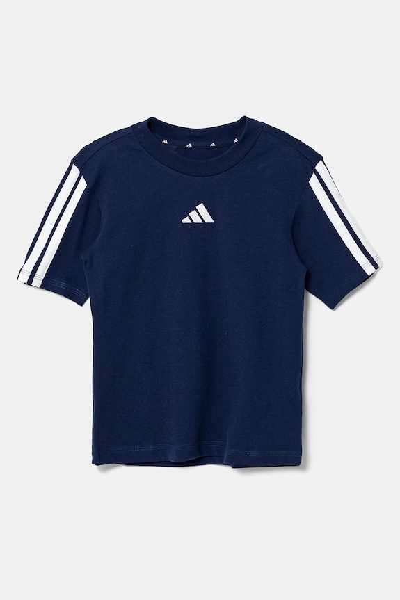 Detské bavlnené tričko adidas JD6490 tmavomodrá SS25