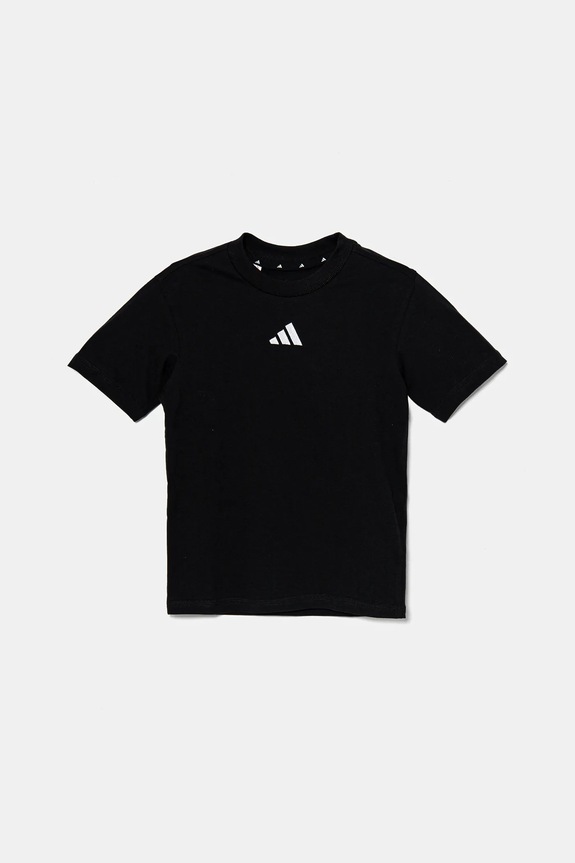 Дитяча бавовняна футболка adidas JC9776 чорний SS25